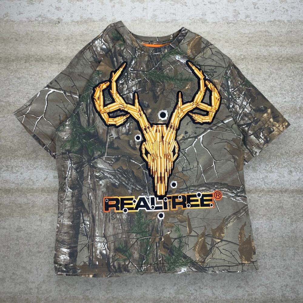 Vintage 90s Realtree Shirt Mens L Hunting Camo Cotton Short Sleeve Woodland